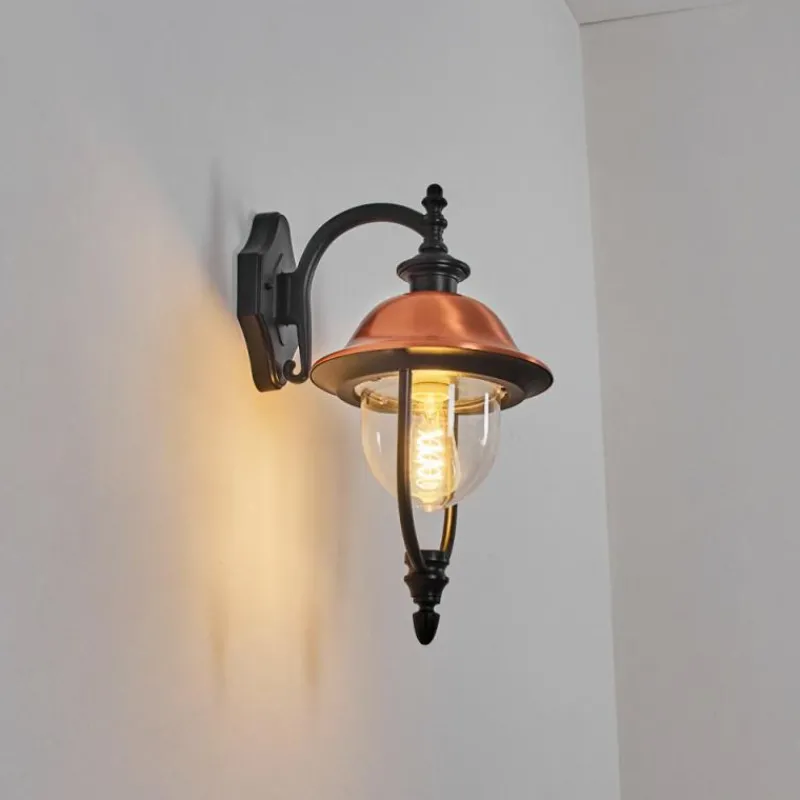 Luminaires Rustiques-hofstein Gascon Lampe murale d´extérieur, Applique murale Cuivre, Noir, 1 lumière