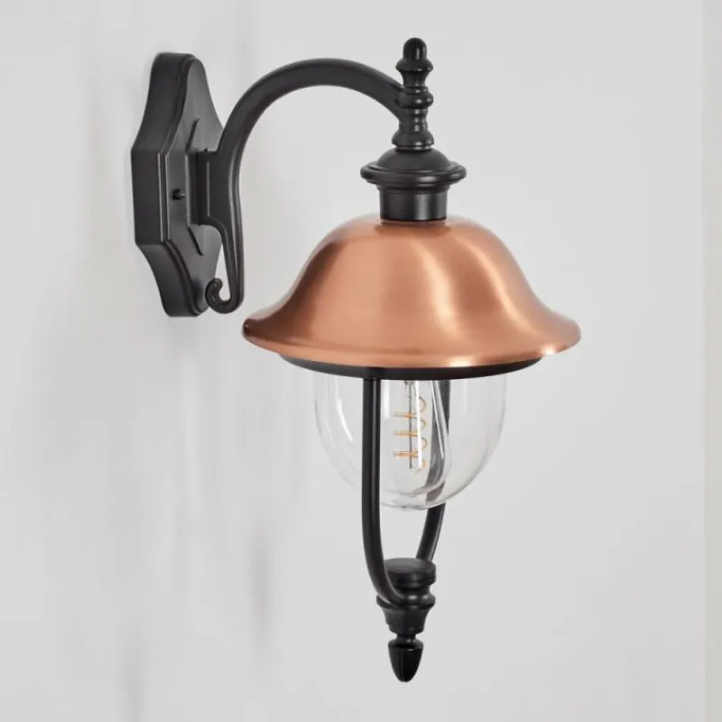 Luminaires Rustiques-hofstein Gascon Lampe murale d´extérieur, Applique murale Cuivre, Noir, 1 lumière