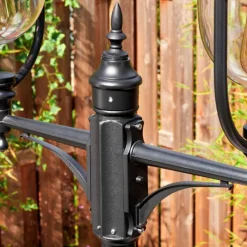 Luminaires Rustiques-hofstein Gascon Luminaire extérieur, Réverbère, Eclairage de chemin Noir, 2 lumières