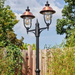 Luminaires Rustiques-hofstein Gascon Luminaire extérieur, Réverbère, Eclairage de chemin Noir, 2 lumières