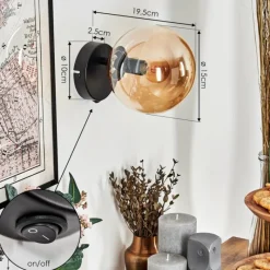 hofstein Gastor Boule lumineuse, Applique murale, Spot mural Ambre, 1 lumière