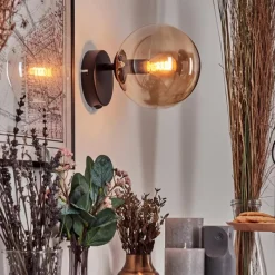 hofstein Gastor Boule lumineuse, Applique murale, Spot mural Ambre, 1 lumière