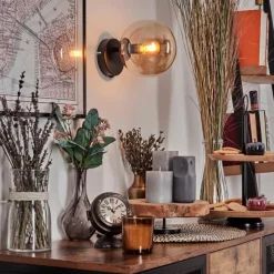 hofstein Gastor Boule lumineuse, Applique murale, Spot mural Ambre, 1 lumière