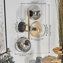 Lampes Dorées-hofstein Gastor Boule lumineuse, Applique murale Or, Noir, 3 lumières