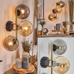 Lampes Dorées-hofstein Gastor Boule lumineuse, Applique murale 42 cm Or, Noir, 3 lumières