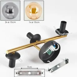 Lampes Dorées-hofstein Gastor Boule lumineuse, Applique murale 42 cm Or, Noir, 3 lumières