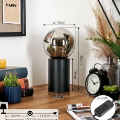 hofstein Gastor Boule lumineuse, Lampe de bureau, Lampe à poser Chrome, Fumé, 1 lumière