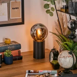 hofstein Gastor Boule lumineuse, Lampe de bureau, Lampe à poser Chrome, Fumé, 1 lumière