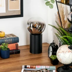 hofstein Gastor Boule lumineuse, Lampe de bureau, Lampe à poser Chrome, Clair, Fumé, 1 lumière