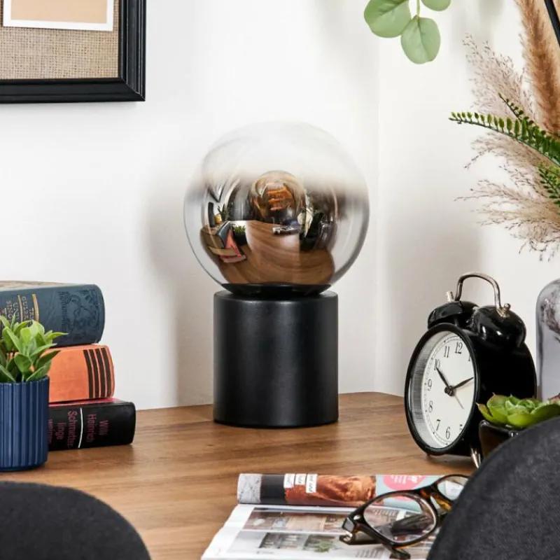 Suspension Verre Fumé-hofstein Gastor Boule lumineuse, Lampe de bureau, Lampe à poser Chrome, Clair, Fumé, 1 lumière