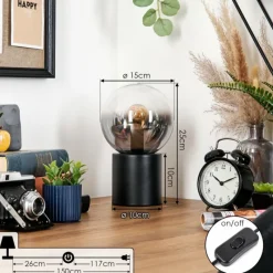 hofstein Gastor Boule lumineuse, Lampe de bureau, Lampe à poser Clair, Fumé, 1 lumière