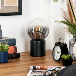hofstein Gastor Boule lumineuse, Lampe de bureau, Lampe à poser Clair, Fumé, 1 lumière