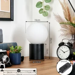 hofstein Gastor Boule lumineuse, Lampe de bureau, Lampe à poser 15 cm Blanc, 1 lumière