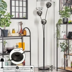 hofstein Gastor Boule lumineuse, Lampadaire Chrome, Fumé, 3 lumières