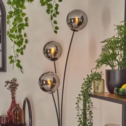 hofstein Gastor Boule lumineuse, Lampadaire Chrome, Fumé, 3 lumières
