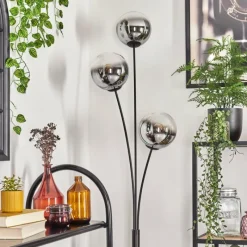 hofstein Gastor Boule lumineuse, Lampadaire Chrome, Clair, Fumé, 3 lumières