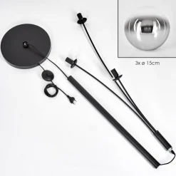 hofstein Gastor Boule lumineuse, Lampadaire Chrome, Clair, Fumé, 3 lumières