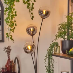 hofstein Gastor Boule lumineuse, Lampadaire Chrome, Clair, Fumé, 3 lumières