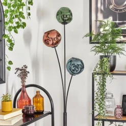 hofstein Gastor Boule lumineuse, Lampadaire Bleu, Vert, Cuivré, 3 lumières