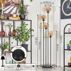 hofstein Gastor Lampadaire 30 cm Ambre, 4 lumières