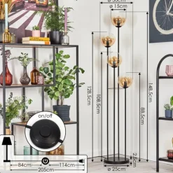 hofstein Gastor Lampadaire 30 cm Ambre, Clair, 4 lumières