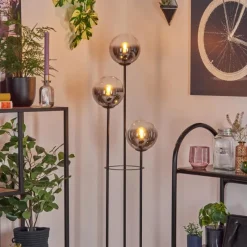 hofstein Gastor Lampadaire 30 cm Bois foncé, Noir, 3 lumières