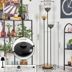 hofstein Gastor Lampadaire 30 cm Bois foncé, Noir, 3 lumières