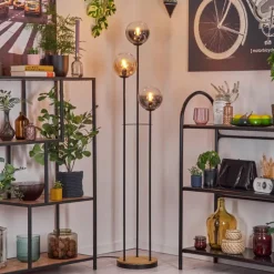 hofstein Gastor Lampadaire 30 cm Bois foncé, Noir, 3 lumières