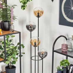 hofstein Gastor Lampadaire 30 cm Bois clair, Noir, 4 lumières