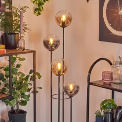 hofstein Gastor Lampadaire 30 cm Bois clair, Noir, 4 lumières