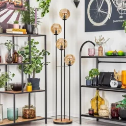 Lampes À Boules-hofstein Gastor Lampadaire 30 cm Bois clair, Noir, 4 lumières