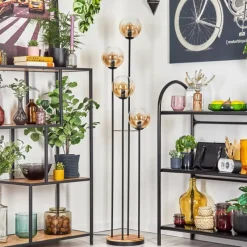 hofstein Gastor Lampadaire 30 cm Bois clair, Noir, 4 lumières