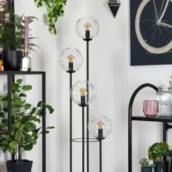 hofstein Gastor Lampadaire 30 cm Bois clair, Noir, 4 lumières