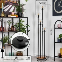 hofstein Gastor Lampadaire 30 cm Bois clair, Noir, 4 lumières