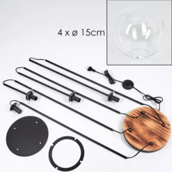 hofstein Gastor Lampadaire 30 cm Bois clair, Noir, 4 lumières