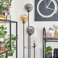 hofstein Gastor Lampadaire 30 cm Bois clair, Noir, 4 lumières