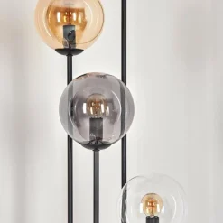 hofstein Gastor Lampadaire 30 cm Bois clair, Noir, 4 lumières