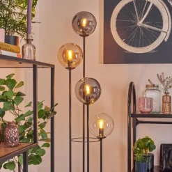 hofstein Gastor Lampadaire 30 cm Bois clair, Noir, 4 lumières