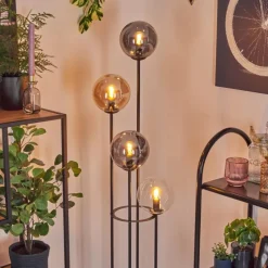 hofstein Gastor Lampadaire 30 cm Bois clair, Noir, 4 lumières