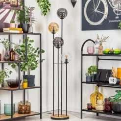 hofstein Gastor Lampadaire 30 cm Bois clair, Noir, 4 lumières