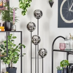 hofstein Gastor Lampadaire 25 cm Bois clair, Noir, 4 lumières