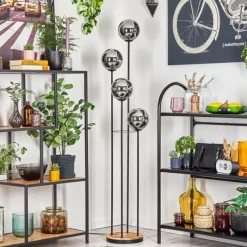 hofstein Gastor Lampadaire 25 cm Bois clair, Noir, 4 lumières