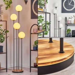 Lampes À Boules-hofstein Gastor Lampadaire 25 cm Bois clair, Noir, 4 lumières
