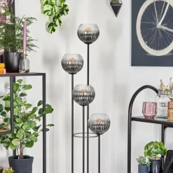 hofstein Gastor Lampadaire 25 cm Bois clair, Noir, 4 lumières