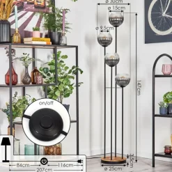 hofstein Gastor Lampadaire 25 cm Bois clair, Noir, 4 lumières