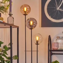 Suspension Verre Fumé-hofstein Gastor Lampadaire 25 cm Bois foncé, Noir, 3 lumières