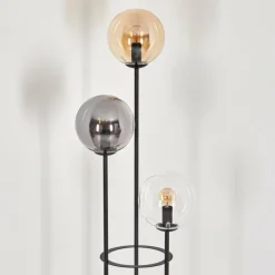 Suspension Verre Fumé-hofstein Gastor Lampadaire 25 cm Bois foncé, Noir, 3 lumières