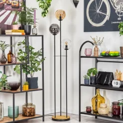 Suspension Verre Fumé-hofstein Gastor Lampadaire 25 cm Bois foncé, Noir, 3 lumières