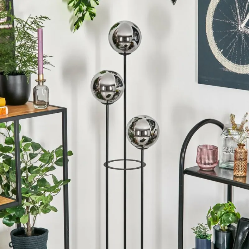 Suspension Verre Fumé-hofstein Gastor Lampadaire 30 cm Bois foncé, Noir, 3 lumières