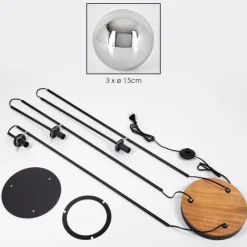 Suspension Verre Fumé-hofstein Gastor Lampadaire 30 cm Bois foncé, Noir, 3 lumières